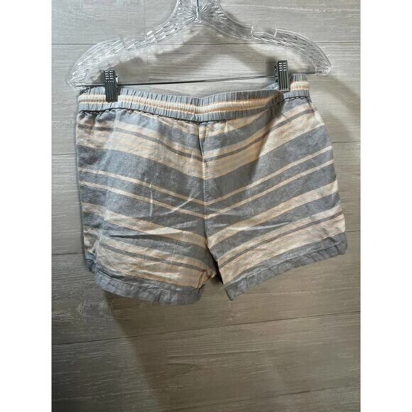 J Crew Womens Stripes Linen Shorts Garterized Drawstring Size 6 - Picture 2 of 6